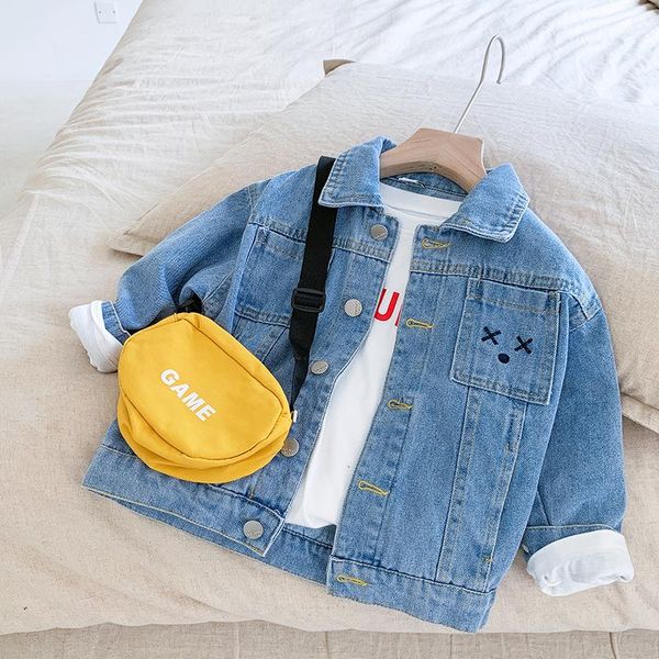 

jackets boys' denim jacket 2021 autumn korean children's handsome outerwear coat for promotion 2-11, Blue;gray