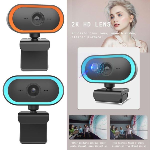 

webcams 2k hd webcam web cam built-in mic w/privacy cover for video game rotable