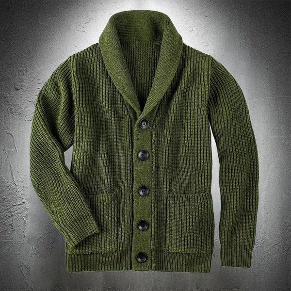 

men's sweaters army green cardigan sweater men coat extra coarse wool thicken warm casual fashion clothing button up, White;black