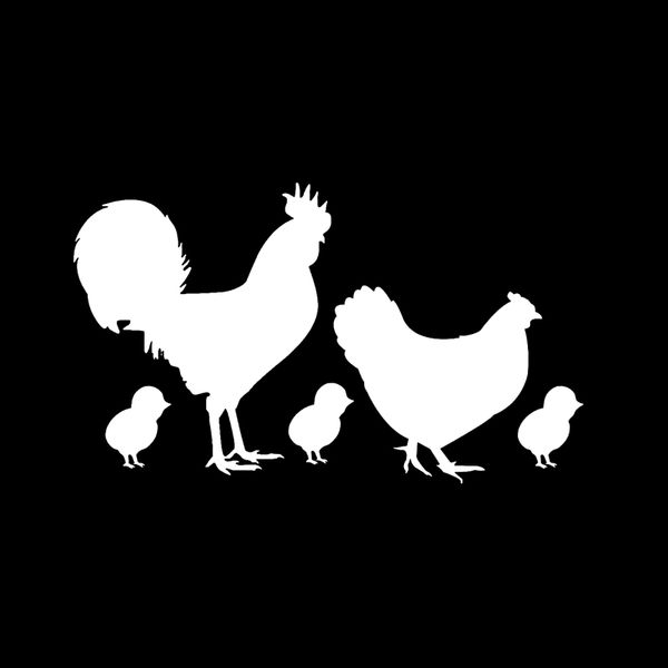 

17.2cm*10.1cm high-quality vinyl accessories chicken family car window sticker decal black silver c15-3239