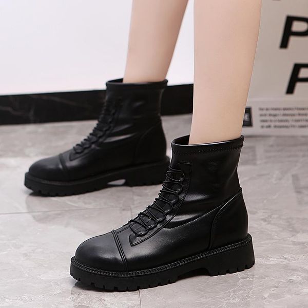 

boots flat ankle women shoes plush winter outdoor warm elegant short black beige zapatos mujer 2021