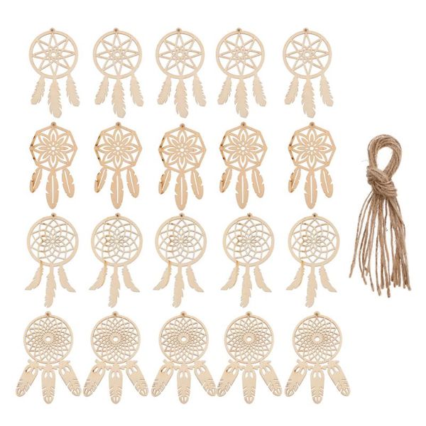 

4 sets/40pcs wooden diy dream catchers kits unfinished hanging decorations