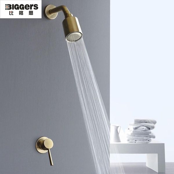 

biggers sanitary brass material brush gold wall mounted bathroom shower set single handle cold water mixer tap for l