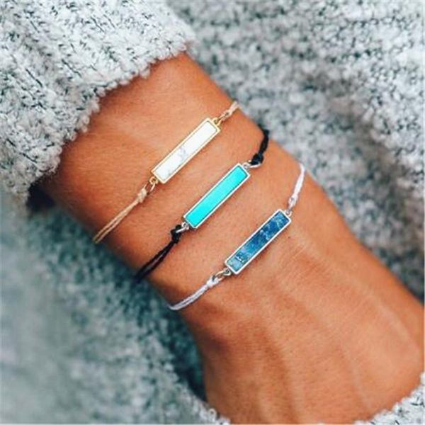 

square bracelet charm rope bracelet summer bohemia fashion knots string bracelets for women handmade jewelry gifts, Golden;silver