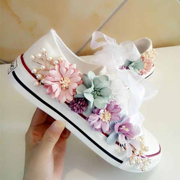 

dress shoes female shoe canvas, casual for handmade women, three-dimensional flat s with sequins and white flowers cyok, Black