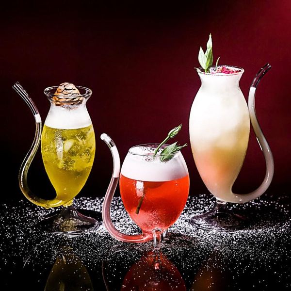 

300ml red wine glass cup whiskey glass heat resistant sucking juice milk cup wine with drinking tube straw new