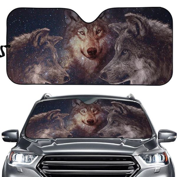 

shade 3d galaxy space wolf printing interior sun for car front window uv protected foldable windshield sunshade cover