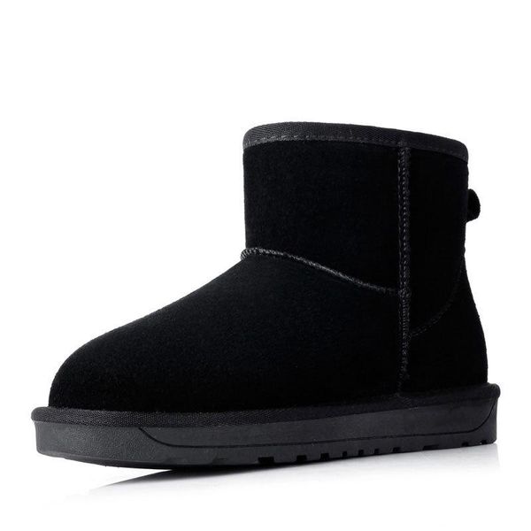 

boots nice women winter snow ankle fur warm cow-suede genuine leather shoes, Black