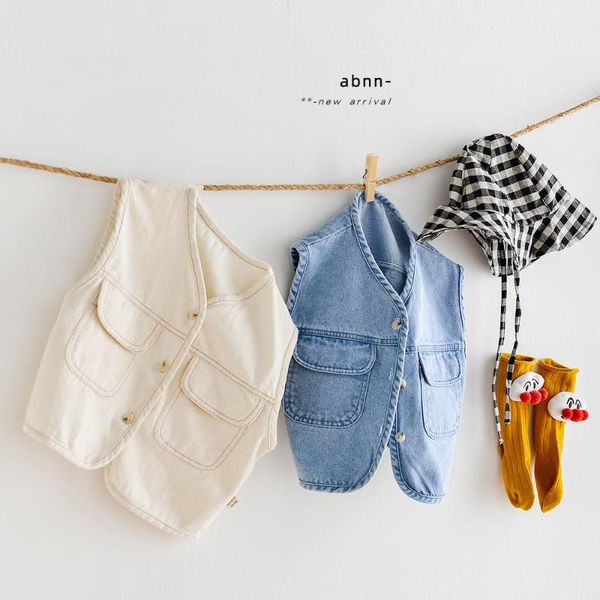 

waistcoat baby vests boys girls v neck pocket denim waistcoats outerwear children spring summer fashion clothes kids singe breasted jacket, Camo