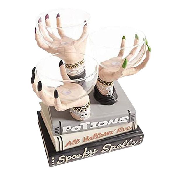 

novelty items 3 pcs halloween witch hand bowl holder resin crafts dessert snack storage table decorations (no books)