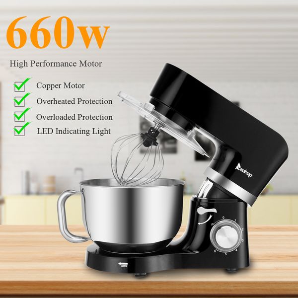 

new 660w stainless steel chef mixer pot 5.5l electric food mixer with handle red/black