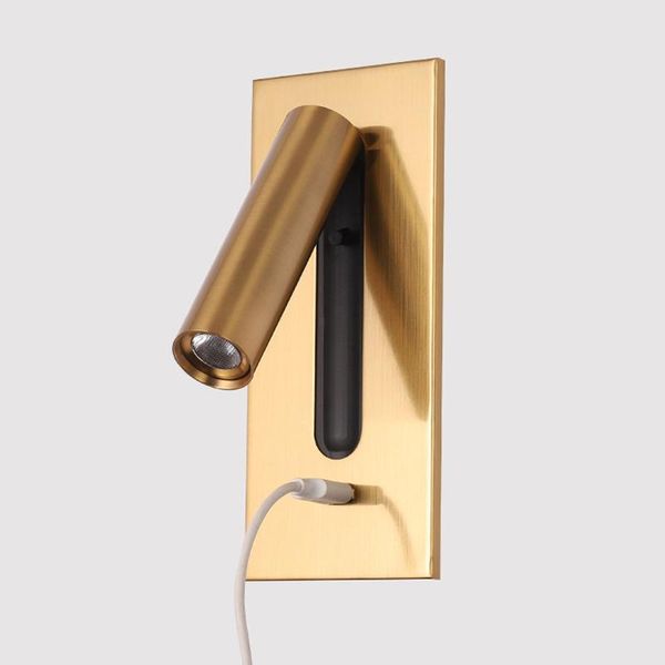 

wall lamp led bedside reading spotlight bedroom rotatable with usb charging hidden switch