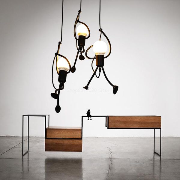 

pendant lamps wrought iron creative villain chandelier luminaire suspendu lamp for living room bedroom charming hanging light fixture