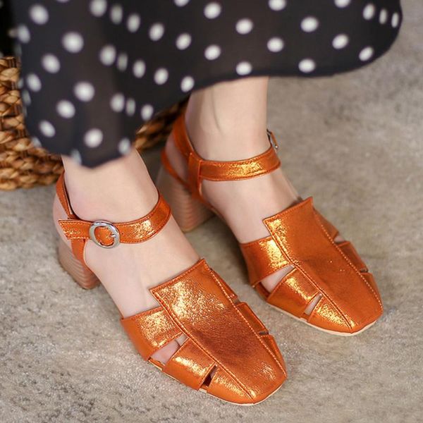 

drop shipping 2021 new brand women shoes vintage chunky heels square toe gladiator sandals ankle strap pu buckle strap, Black