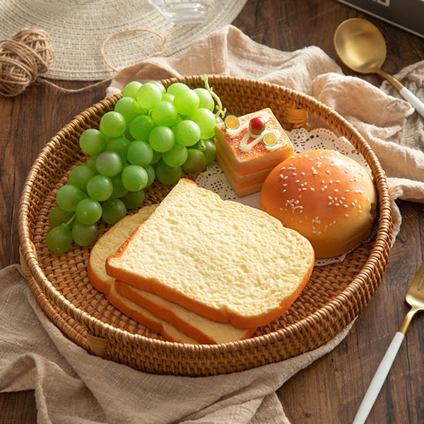 

wooden tray rattan handwoven severing tray wicker basket with hande autumn woven storage tray snack fruit for breakfast