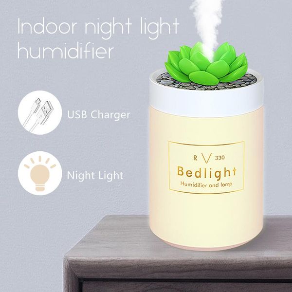 

humidifiers 330ml electric air humidifier usb night light succulents nano atomizer moisturizing purifier car essential oil diffuser 36d