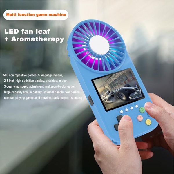 

electric fans handheld portable mini screen game console luminous small summer household electrical retro fan gift