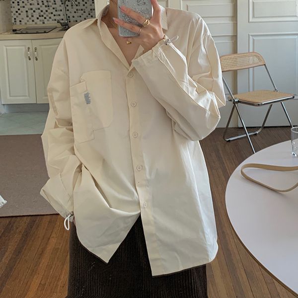 

new 2 colors 2021 spring autumn women's blouse office lady style loose lace up sleeve shirt women (f4254 7wsk, White