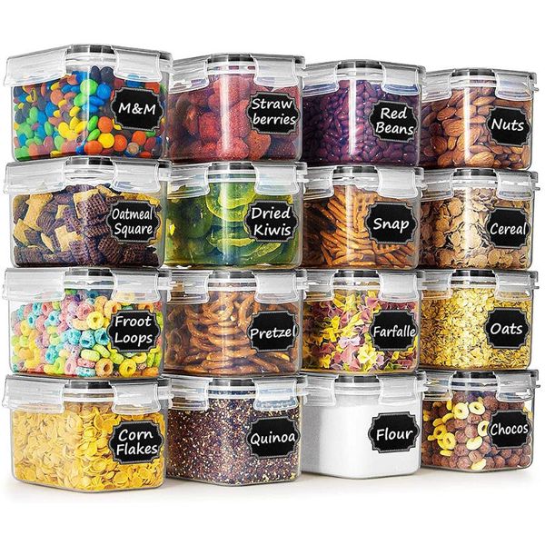 

storage bottles & jars 16pcs 0.8l kitchen containers set organizer square vacuum lid airtight pantry noodle legume cereals rice pasta