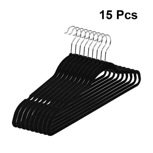 

hangers & racks 15pcs useful non-slip flocked clothes shirts sweaters dress hanger hook drying rack (black)