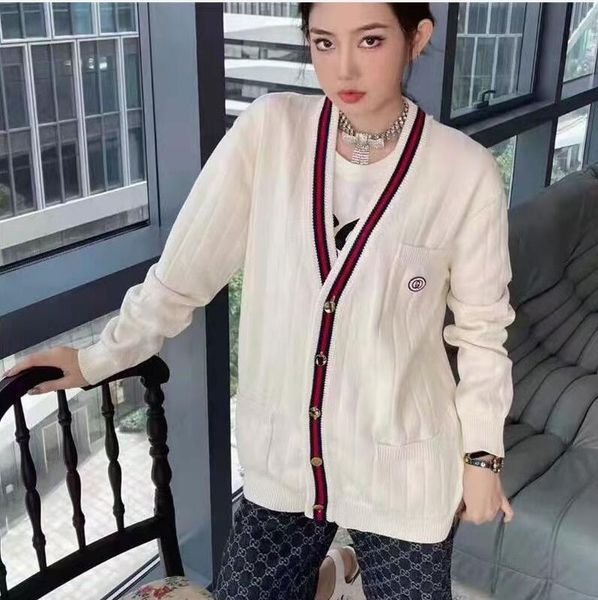 

women sweaters casual v-neck loose jacket cardigan sweater retro plaid single-breasted oversized, White;black