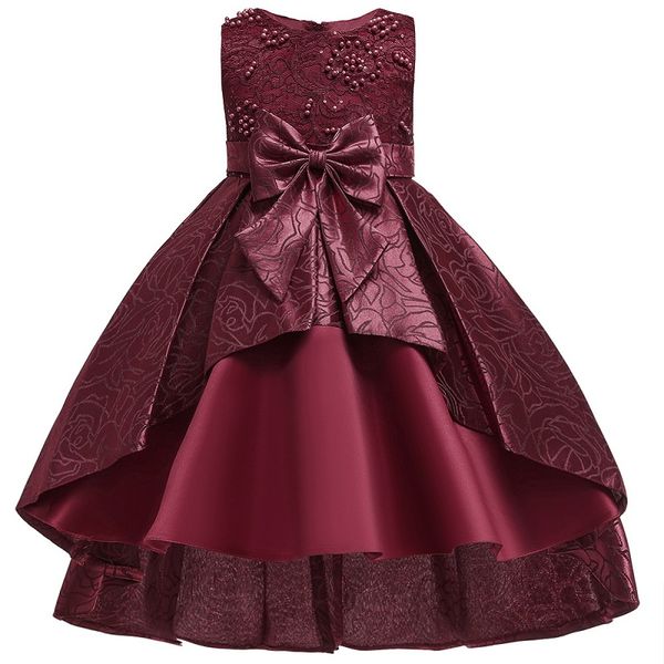 

bridesmaid of honor embroidered sequins princess wore a pearl tail dress girls first embroidered dress for the eucharist party, White;pink