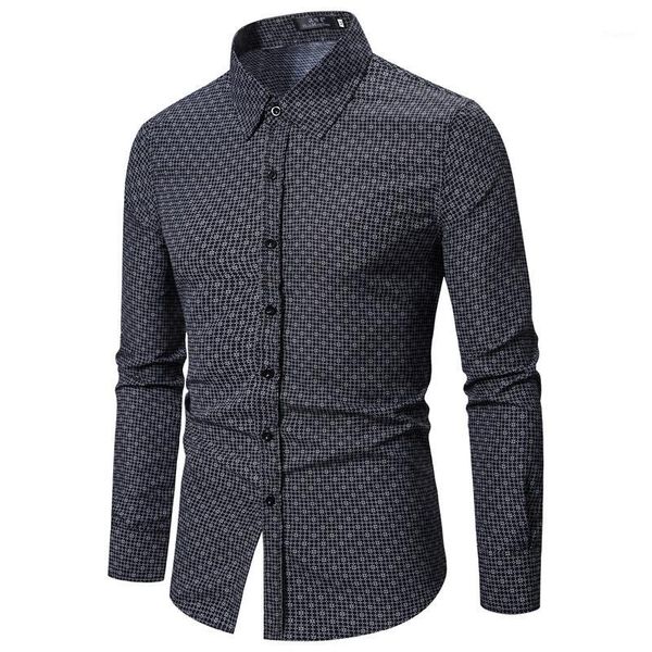 

winter 2019 new european men's long-sleeve shirt cotton linen floral shirt men's youth business casual long-sleeve1, White;black