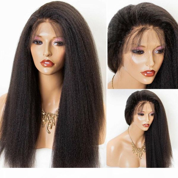 

360 lace frontal human hair wigs pre plucked hairline yaki straight full lace wigs brazilian remy hair wigs with baby hair ing, Black;brown