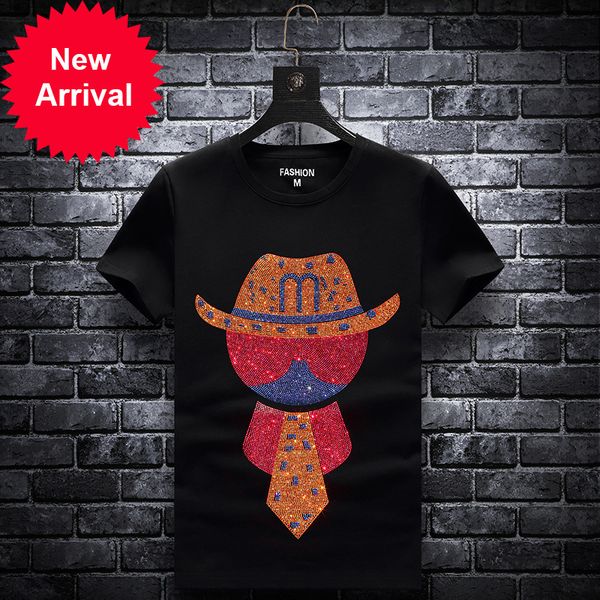 

2021 Summer Buda Strass T-shirts Short-sleeve Men Fashion Man Streetwear Neck Mercerized Cotton Tshirts More Size 7xl Rf3p, White;black