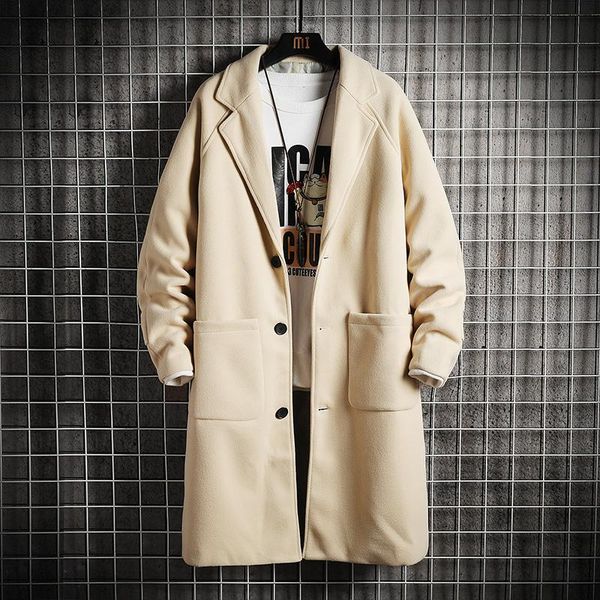 

2021 brand clothing men in the winter woolen cloth coat/fashion male casual windbreaker coat high-grade jacket, Black