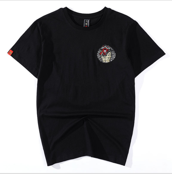 

men's t-shirts 2021 chinese style embroidery t-shirt cotton half-sleeved trend couple loose short-sleeved men 30, White;black
