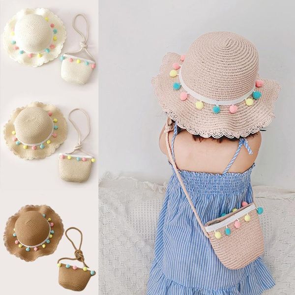 

caps & hats summer fashion children sunscreen sun hat straw bag for girls cool girl cute breathable baby accessories, Yellow