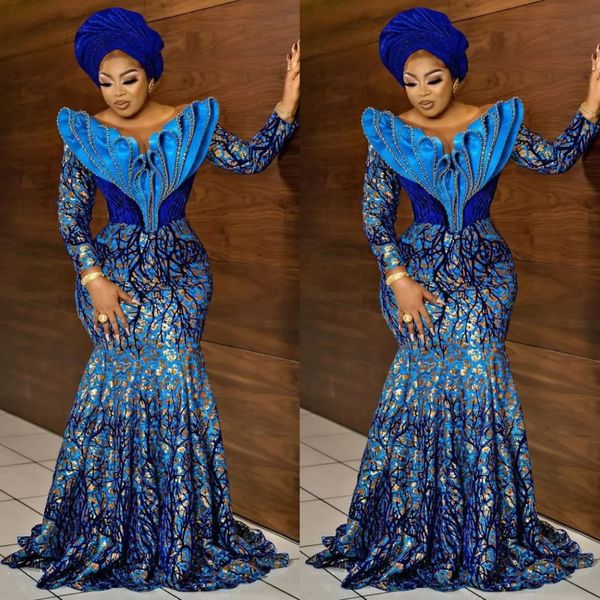 

2022 plus size arabic aso ebi stylish mermaid lace prom dresses sheer neck beaded evening formal party gowns dress zj112, Black