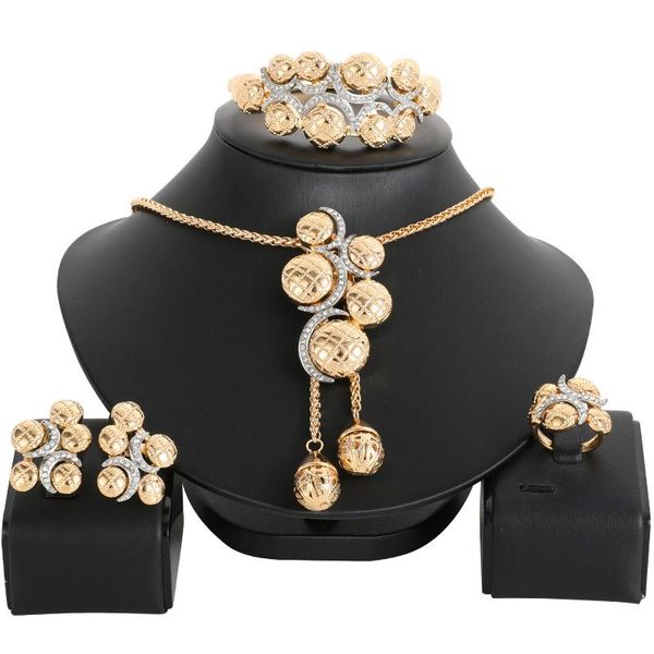 

earrings & necklace luxury dubai gold jewelry sets for women bracelet ring african wedding bridal set, Silver
