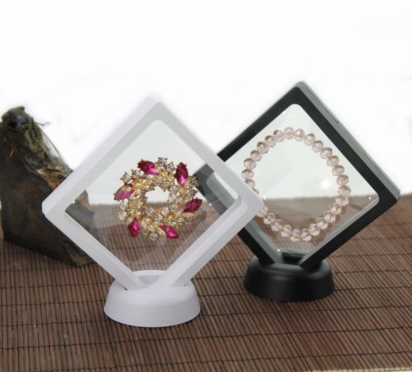

party favor 100pcs black white suspended floating display case jewellery coins gems artefacts stand holder box