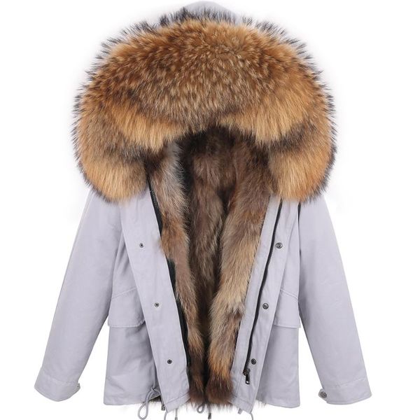 

women's fur & faux women real coat waterproof parka 7xl 2021 short winter natural liner and collar hooded casual jacket, Black