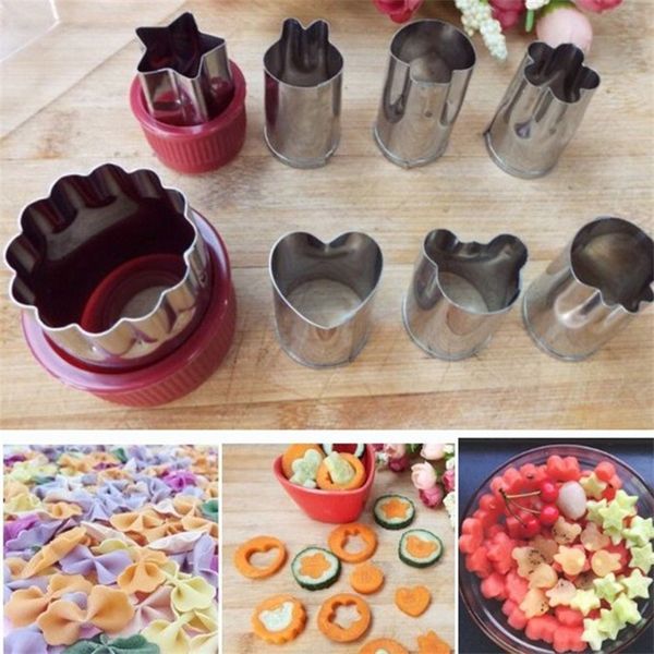 

8pc flower fruit mold vegetable cutter shapes set stainless steel mini cookie cutters molds for decorative fruit cookie my-inf0321 26 v2