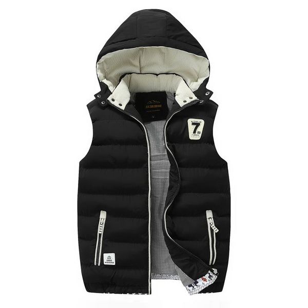 

running jackets hongxing erke 2021 autumn men's casual vest fashion brand hooded slim fit winter warm coat, Black;red