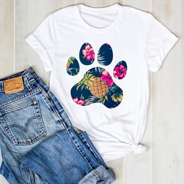 

men lady pineapple dog mens t shirt paw floral fruit beach summer tee female clothes graphic, White;black