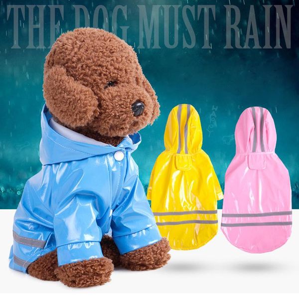 

dog apparel cool pet dogs raincoat outdoor puppy rain coat windproof jackets with reflective stripe pu cats rainwear clothes