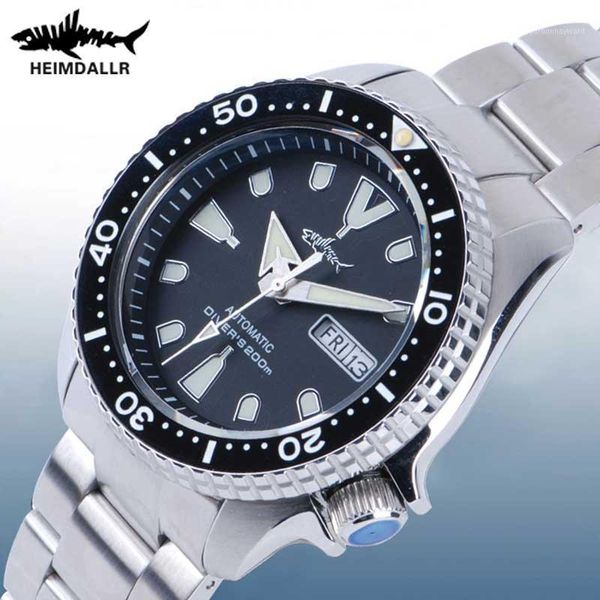 

heimdallr men's dive watch sharkey skx007 sapphire luminous 200m waterproof japan nh36a automatic movement mechanical watches wristwatc, Slivery;brown
