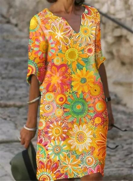 

fashion elegant temperament women dress plus size casual printed loose, Black;gray