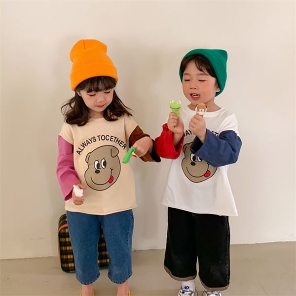 

milancel 2021 summer new kids tees cartoon boys o neck long sleeve girls t-shirt 210306, Blue