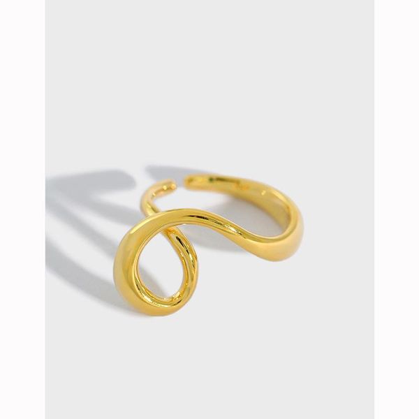 

cluster rings women's korean-style ins irregular single-sided heart-shaped s925 sterling silver ring, Golden;silver