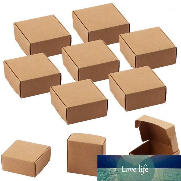Scatole regalo piccole, Scatole regalo quadrate Scatola di carta kraft marrone Scatole per dolcetti decorativi Scatole per imballaggio, Bomboniere -95X95X1