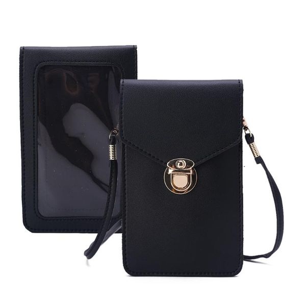 

crossbody cell phone pouch purse pu leather shoulder bag with window28gd