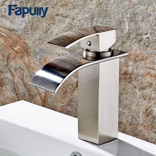 

bathroom sink faucets fapully basin faucet mixer deck mount waterfall vanity vessel cold and sinks water tap 114-11n