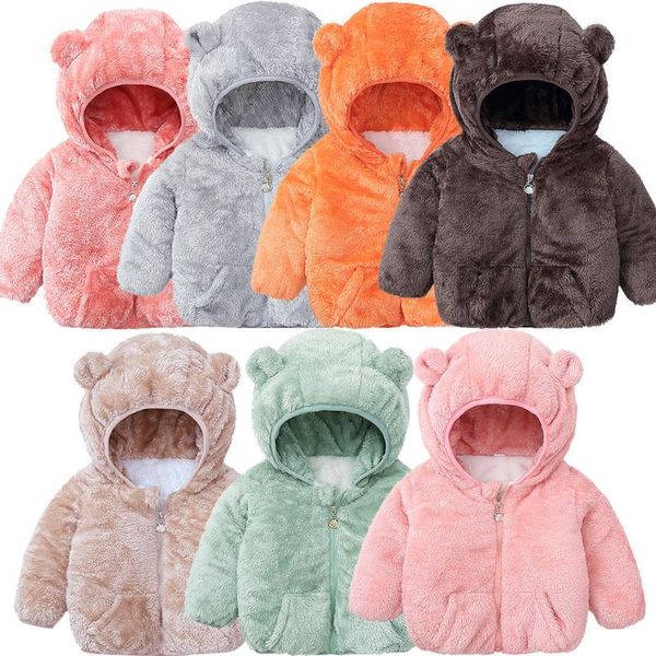 

down coat infant and toddler bear ears cute jacket solid color hoodie kids sweater winter fashion baby girl clothes, Blue;gray