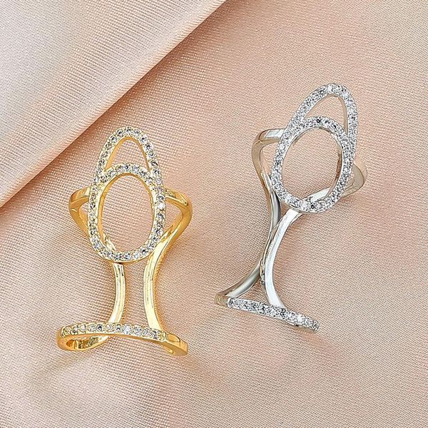 

cluster rings 2021 korean version of the fashion design sense ins fingertip ring for woman high-end niche simplicity, Golden;silver