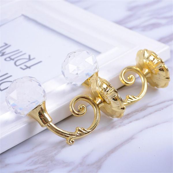 

hooks & rails 2pcs large metal crystal glass curtain holdback wall tie back hanger holder rods accessoires